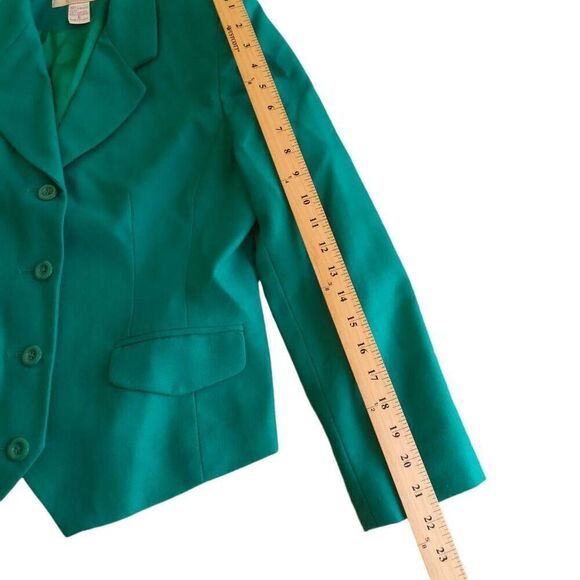 Petite Sophisticate womens Sz 6 teal 100% pure wool blazer jacket - Picture 6 of 7